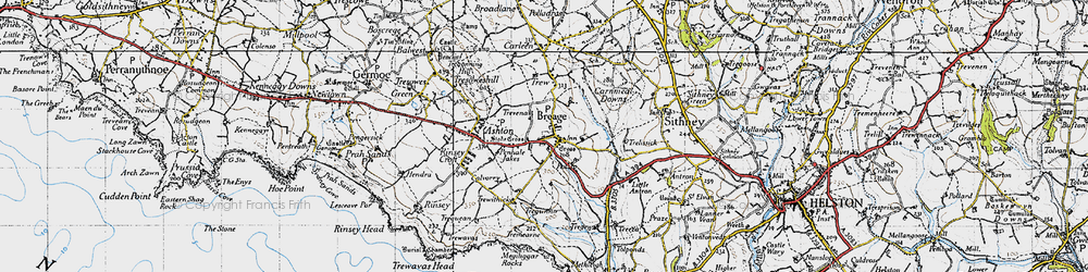 Old map of Breage in 1946