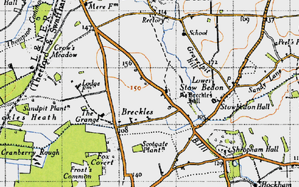 Old map of Breckle's Grange in 1946