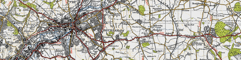 Old map of Brecks in 1947