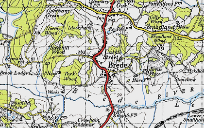 Old map of Brede in 1940