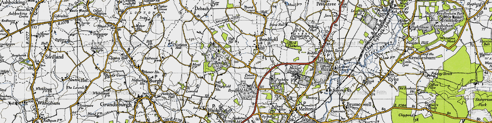 Old map of Bredfield in 1946