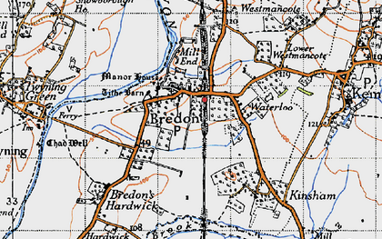 Old map of Bredon in 1946