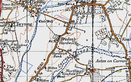 Old map of Bredon's Hardwick in 1946