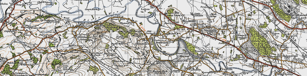 Old map of Bredwardine in 1947