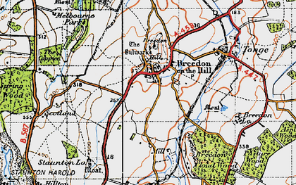 Old map of Breedon Hill in 1946