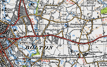 Old map of Breightmet in 1947