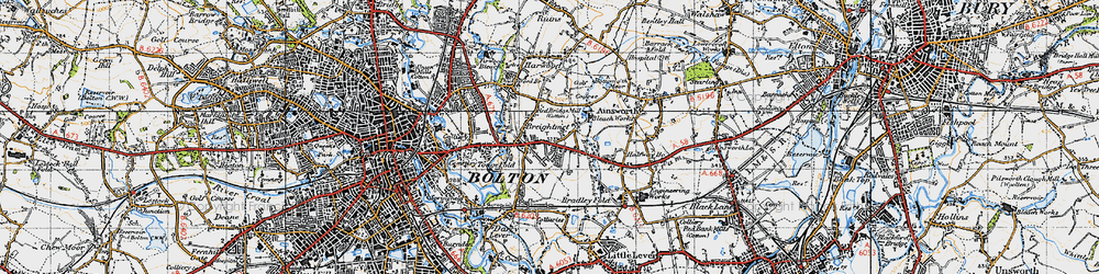 Old map of Breightmet in 1947