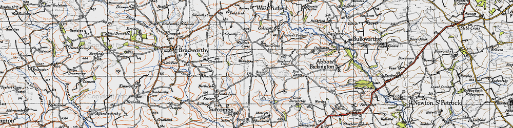 Old map of Wheelers Cross in 1946