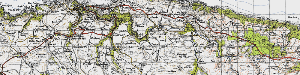 Old map of Brendon in 1946