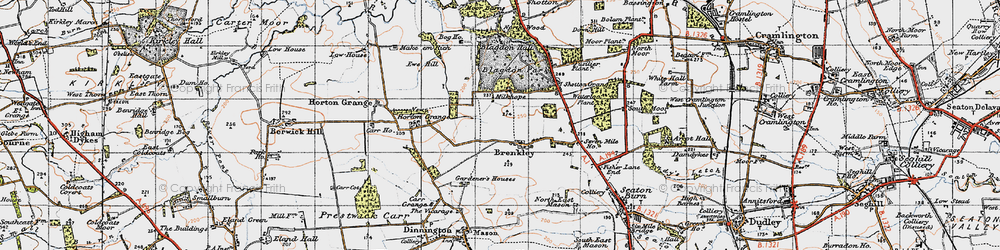 Old map of Brenkley in 1947