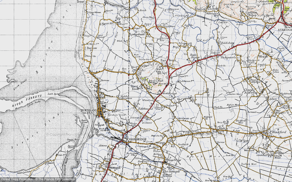 Old Map of Brent Knoll, 1946 in 1946