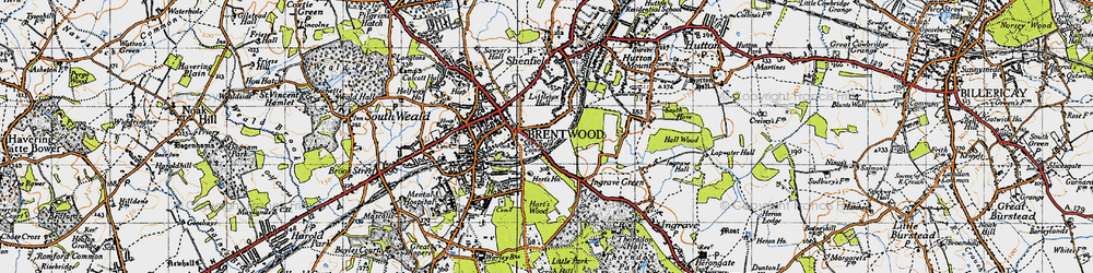 Old map of Brentwood in 1946