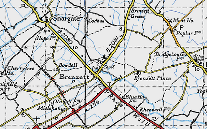 Old map of Brenzett in 1940