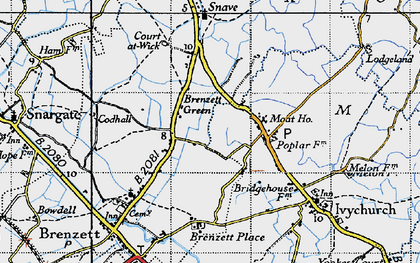 Old map of Brenzett Green in 1940