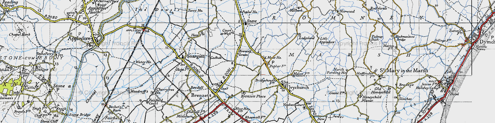 Old map of Brenzett Green in 1940