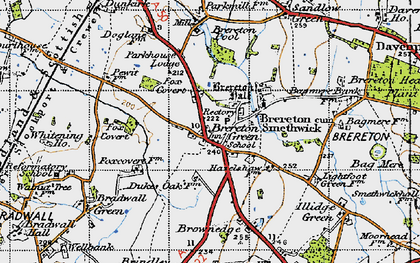 Old map of Brereton Green in 1947