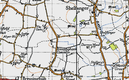 Old map of Bressingham Common in 1946