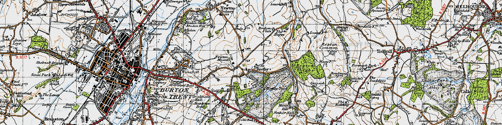 Old map of Bretby in 1946