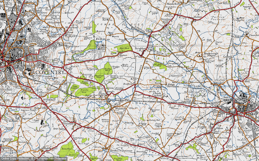 Old Map of Historic Map covering Birchley Wood in 1946