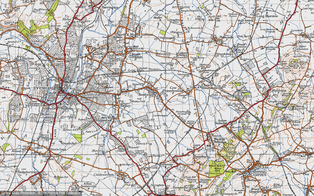 Old Map of Historic Map covering Bowers Hill in 1946