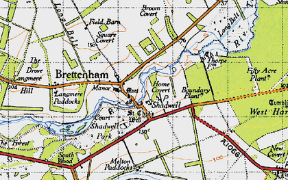 Old map of Langmere Boxes in 1946
