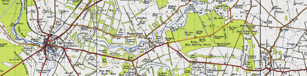Old map of Langmere Hill in 1946