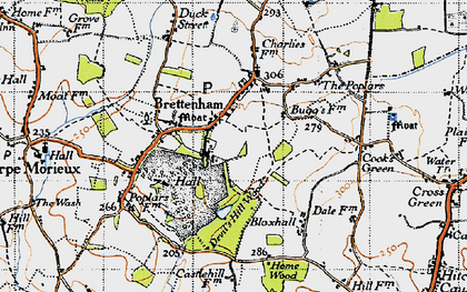 Old map of Brettenham in 1946