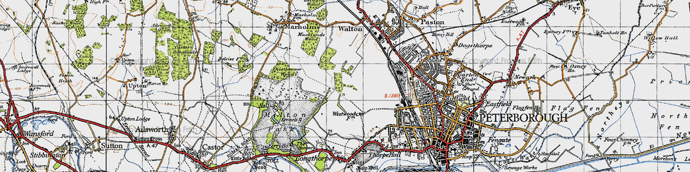 Old map of Bretton in 1946