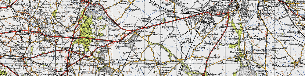 Old map of Bretton in 1947
