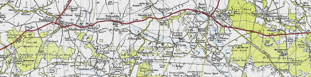 Old map of Briantspuddle in 1945