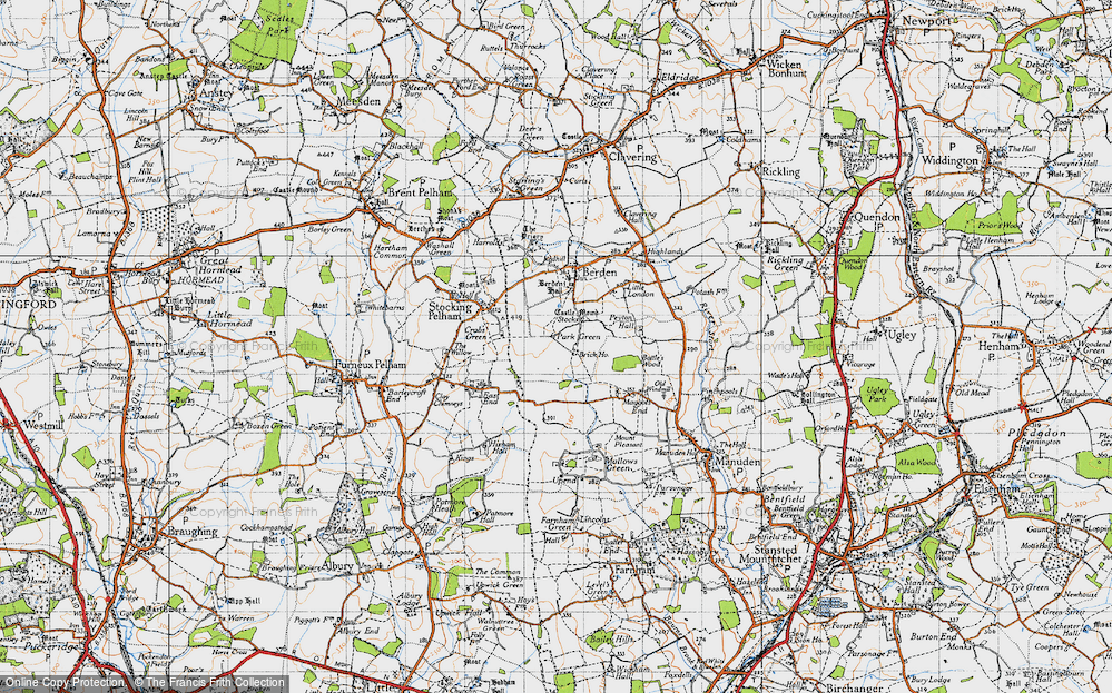 Old Map of Historic Map covering Battle's Wood in 1946