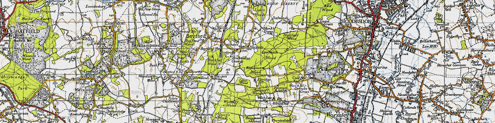 Old map of Broxbourne Wood in 1946