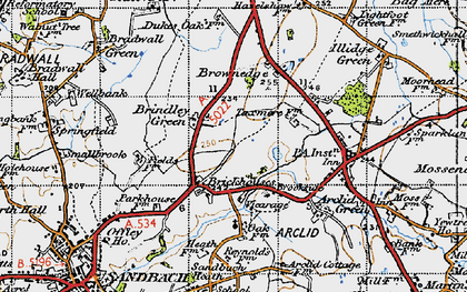 Old map of Brindley Green in 1947