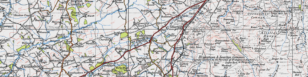 Old map of Bridestowe in 1946