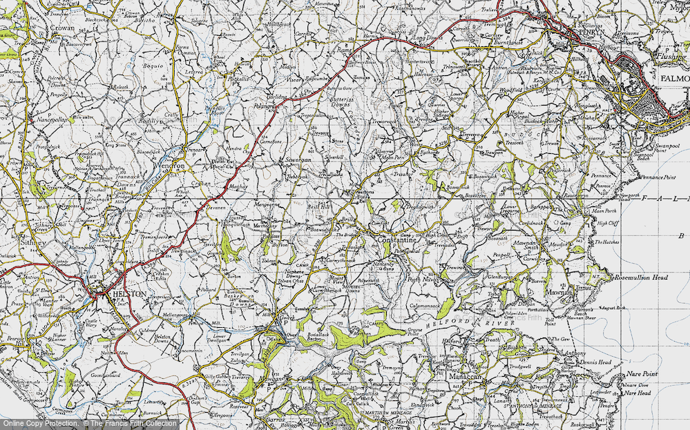 Old Map of Historic Map covering Boswidjack in 1946