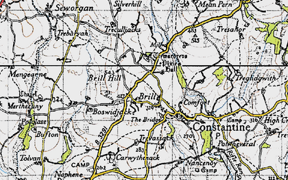 Old map of Boswidjack in 1946