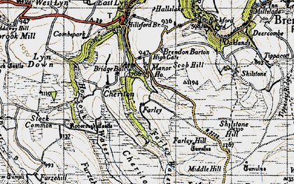 Old map of Brendon Common in 1946