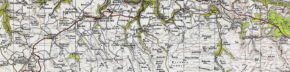 Old map of Brendon Barton in 1946