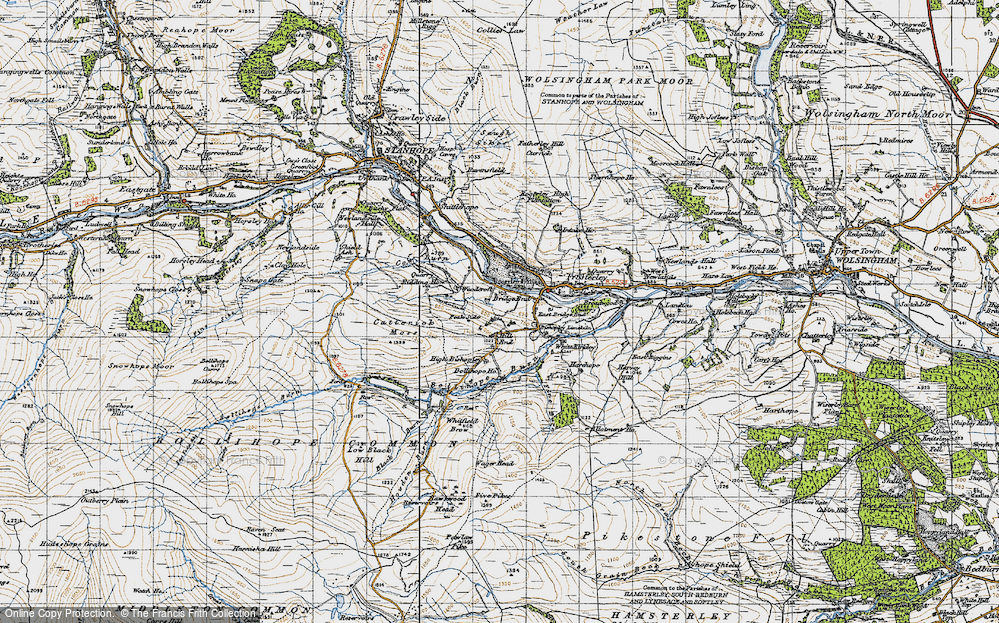 Old Map of Historic Map covering Catterick Moss in 1947