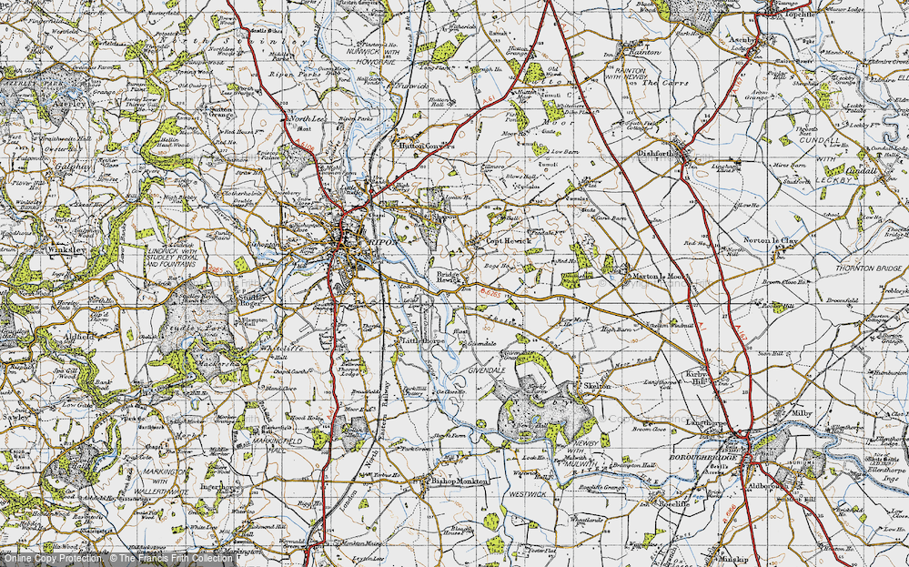 Old Map of Bridge Hewick, 1947 in 1947