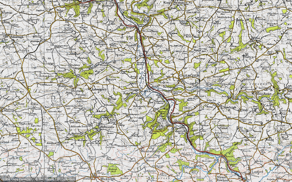 Old Map of Historic Map covering Beera in 1946