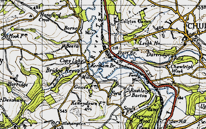 Old map of Bourne in 1946