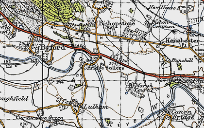 Old map of Bridge Sollers in 1947