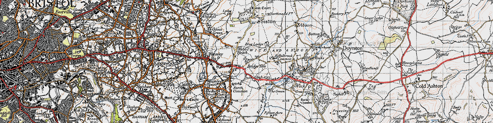 Old map of Bridge Yate in 1946