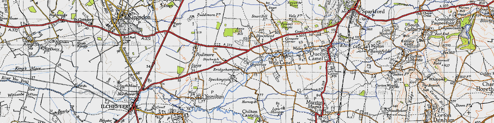 Old map of Bridgehampton in 1945