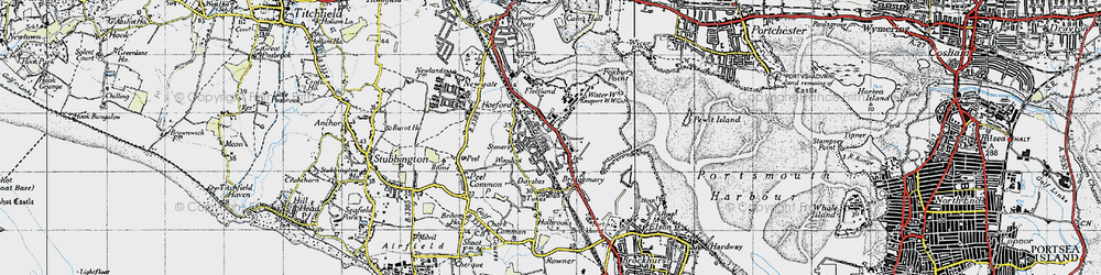 Old map of Bridgemary in 1945