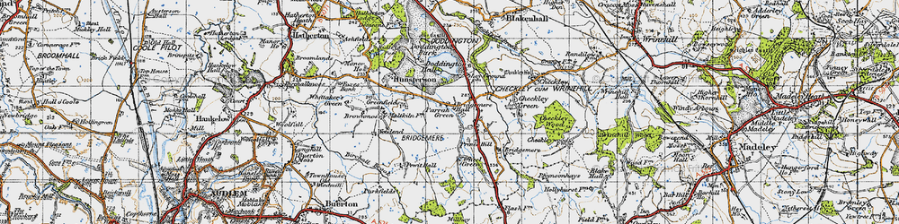 Old map of Bridgemere in 1946