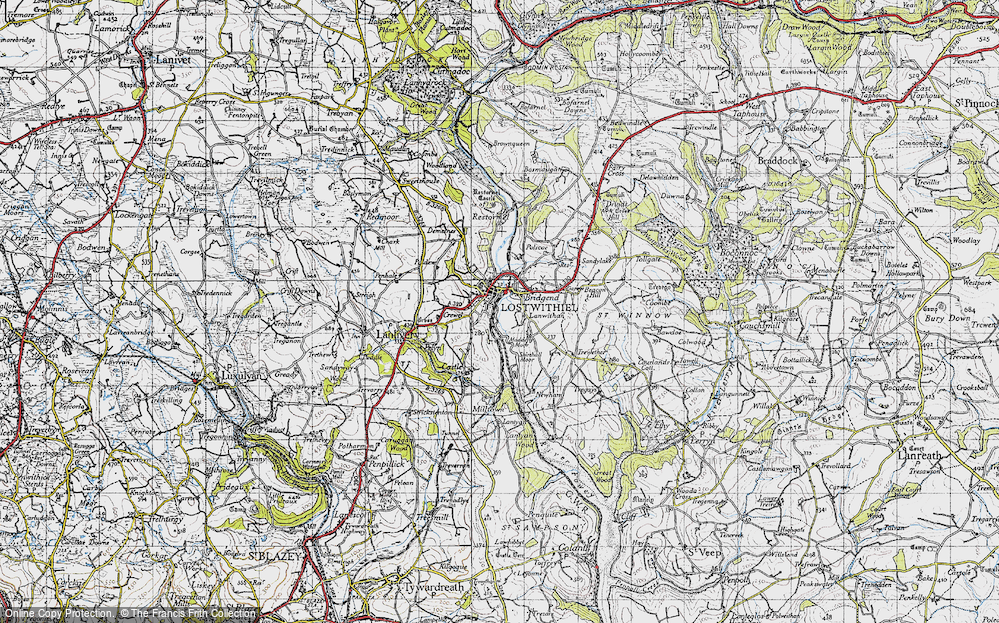 Old Map of Historic Map covering Lanwithan in 1946