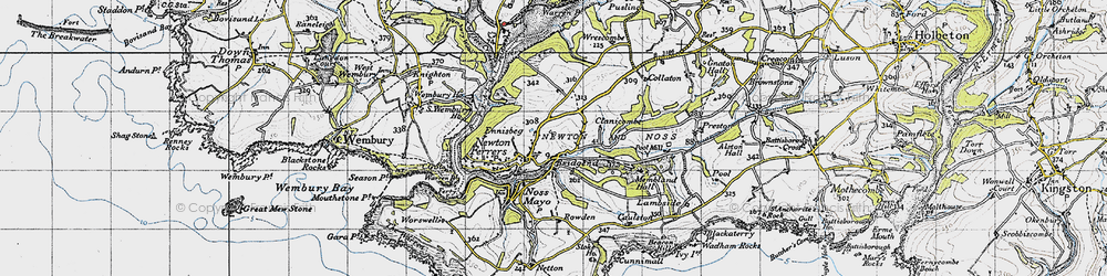 Old map of Bridgend in 1946