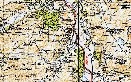 Old map of Aiken Crag in 1947